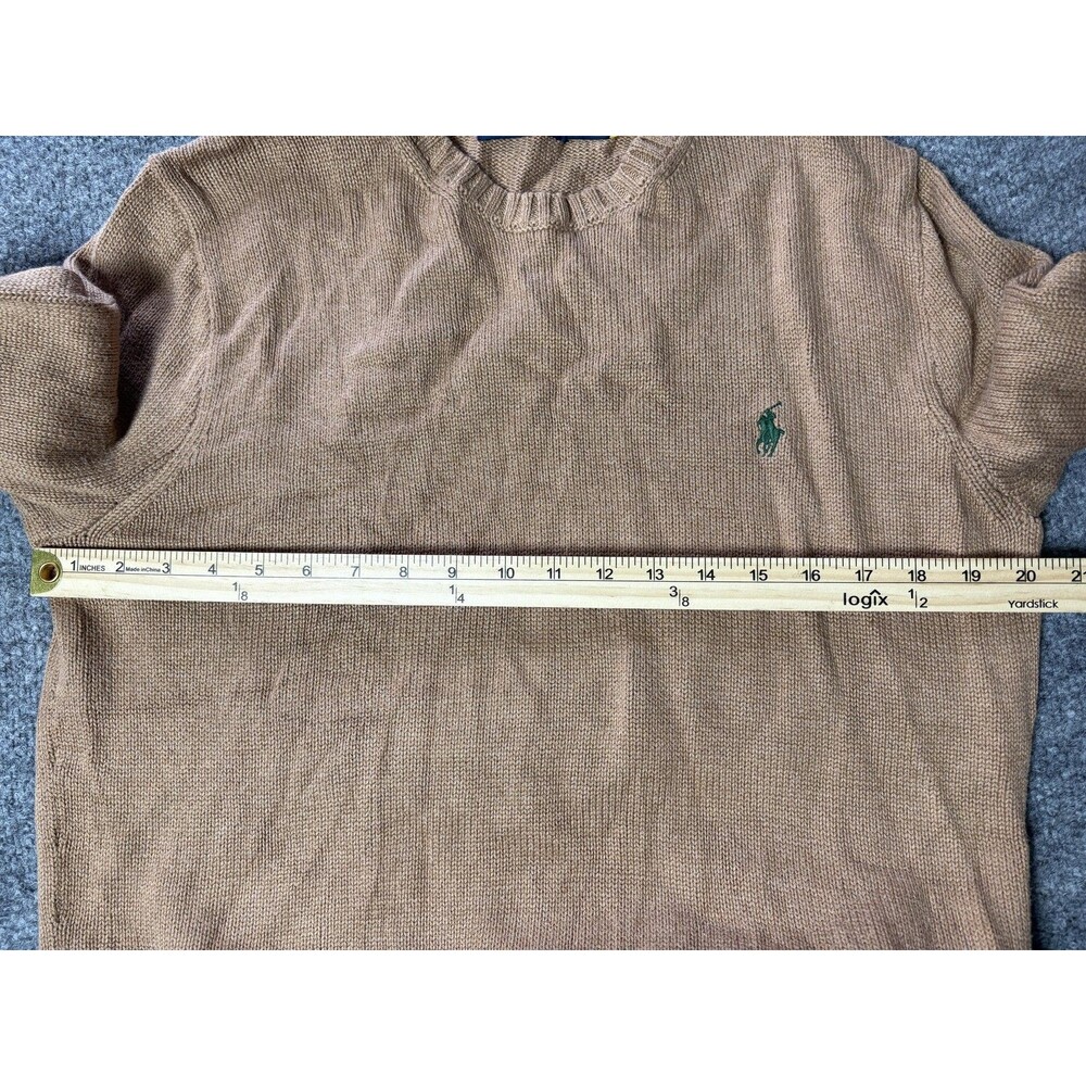 Polo Ralph Lauren Sweater Mens Medium Brown Cotton Crew Neck Lightweight Logo - Picture 5 of 6